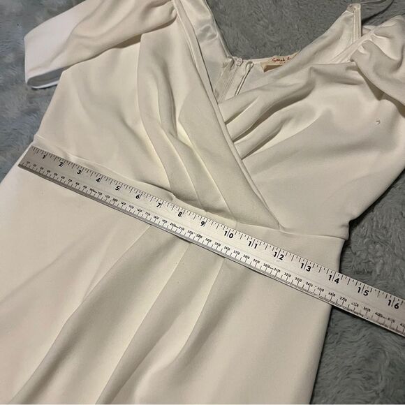 Sarah LA White Grecian Style Mini Cocktail Dress Womens Medium - Picture 6 of 12